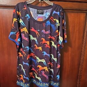 Laurel Burch Multicolor Animal Print Short Sleeve Tee